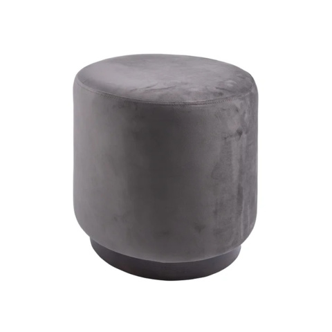 Pouf Leitmotiv wood rim velvet dark taupe